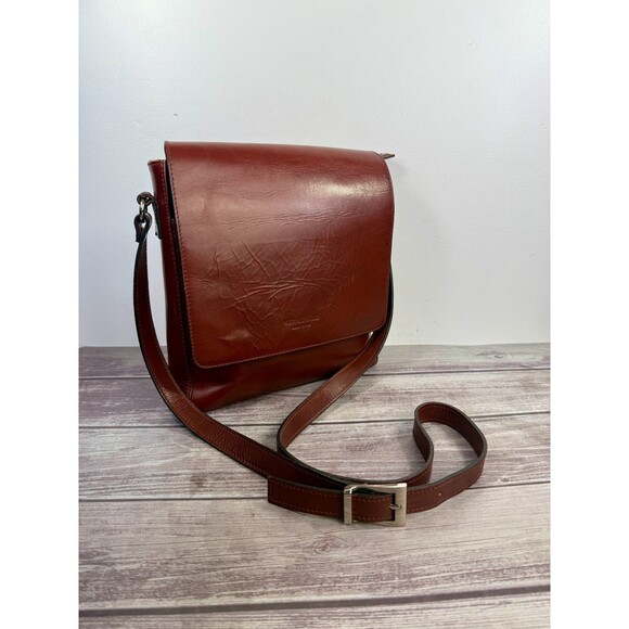 Vera Pelle Italian Genuine Leather Messenger Bag Crossbody Brown Made in Italy - Picture 16 of 17
